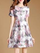 Shein Flowers Jacquard A-line Dress