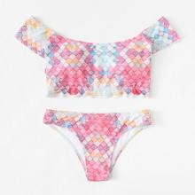 Shein Geometric Print Bardot Bikini Set