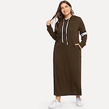 Shein Plus Varsity Striped Hoodie Dress