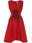Shein Red V Neck Sequined High Low Dress