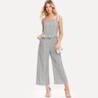 Shein Glen Plaid Ruffle Trim Jumpsuit