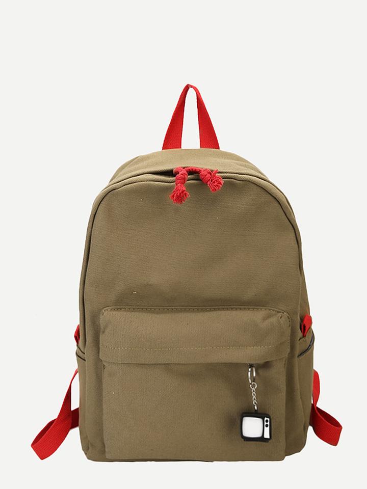 Shein Charm Detail Canvas Backpack