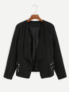 Shein Black Shawl Collar Zipper Blazer