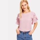 Shein Asymmetrical Ruffle Trim Sleeve Top