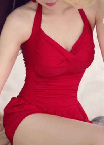 Rosewe Halter Neck Red Open Back Swimwear