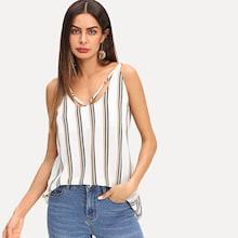 Shein Cross Criss Striped Print Cami Top