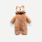 Shein Baby Bear Print Hooded Teddy Jumpsuit