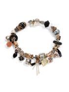Shein Leaf & Crystal Design Charm Bracelet
