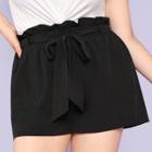 Shein Plus Frilled Self Belted Slant Pocket Shorts