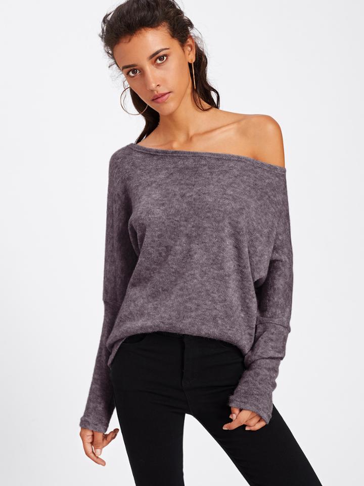 Shein Asymmetric Shoulder Batwing Sleeve Sweater