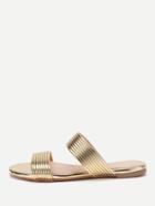 Shein Metallic Striped Slide Flat Sandals