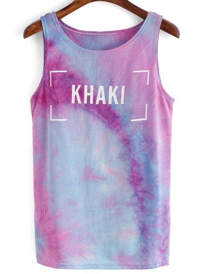 Shein Purple Dye Letters Print Tank Top