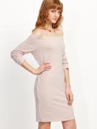 Shein Pink Off The Shoulder Pencil Dress