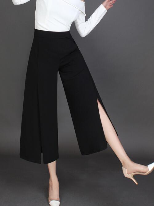 Shein Black High Waist Split Bell-bottomed Pant