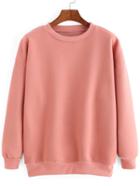 Shein Pink Crew Neck Long Sleeve Loose Sweatshirt