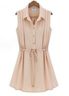 Rosewe A Line Drawstring Waist Sleeveless Shirt Dress For Ol