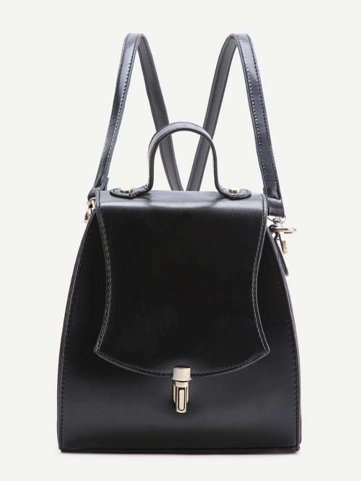 Shein Black Pu Backpack With Convertible Strap