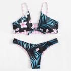 Shein Knot Front Tropical Bikini Set