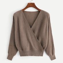 Shein Solid Overlap Sweater