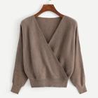 Shein Solid Overlap Sweater