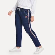 Shein Plus Striped Side Elastic Waist Jeans