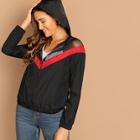 Shein Zip Up Fishnet Color Block Hoodie Jacket