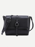 Shein Ring Strap Embellished Flap Bag - Black