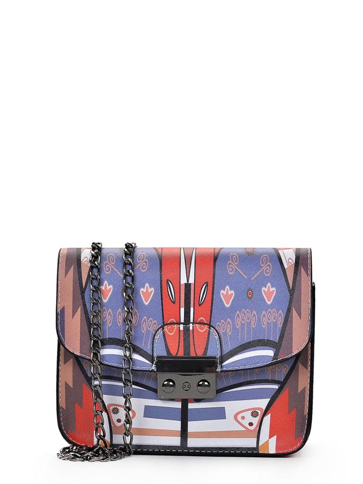 Shein Colorblock Metal Detail Flap Chain Bag