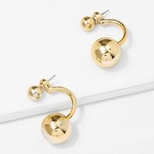 Shein Double Metal Ball Design Stud Earrings