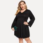 Shein Plus V Neck Boxed Pleated Dress