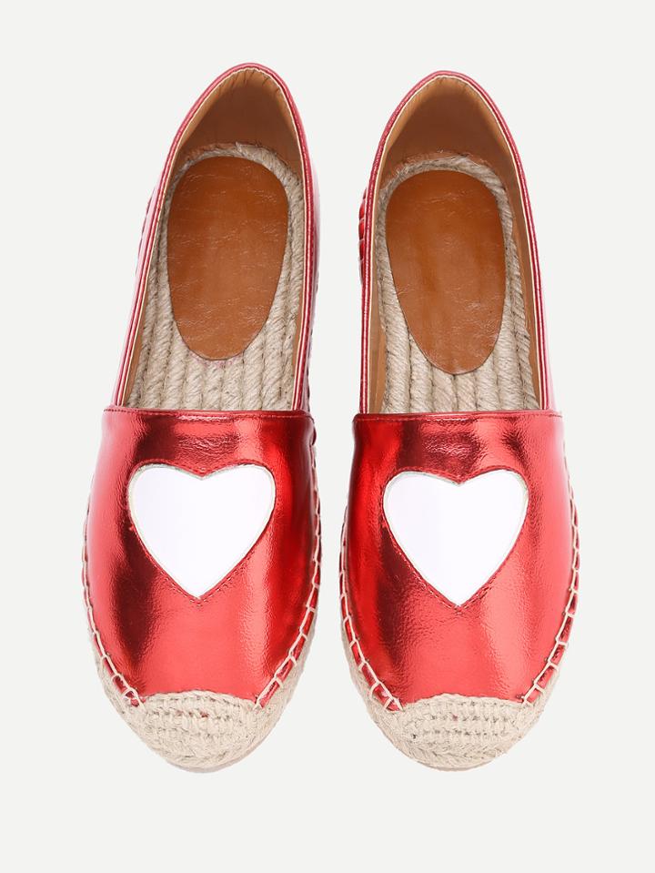 Shein Pu Heart Pattern Espadrille Flats