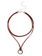 Shein Brown Layered Vintage Pendant Choker Necklace