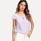 Shein Keyhole Front Layered Scalloped Sleeve Top