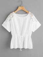 Shein Insert Embroidered Mesh Elasticized Blouse