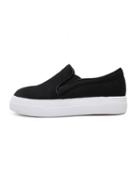 Shein Black Felt Flatform Slip On Sneakers