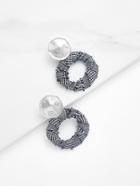 Shein Tweed Overlay Open Round Stud Earrings