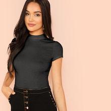 Shein Rib Knit Crop T-shirt