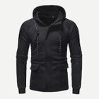 Shein Men Drawstring Detail Zip Front Solid Hoodie