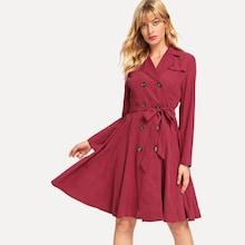 Shein Notch Collar Tie Waist Trench Coat
