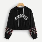 Shein Letter Print Tassel Trim Hoodie