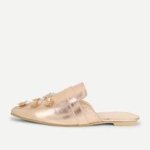 Shein Flower Decorated Metallic Mule Flats
