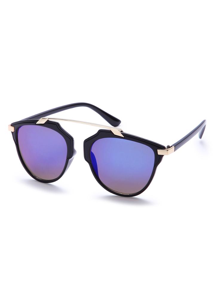 Shein Black Retro Round Sunglasses With Elbow Bar