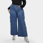 Shein Plus Pocket Patched Palazzo Leg Jeans