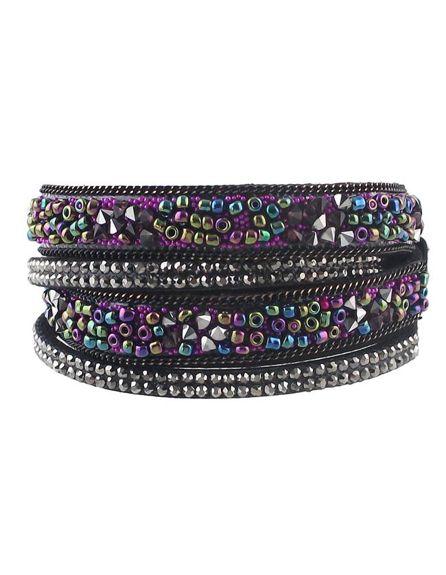 Shein Purple Beads Multilayers Women Wrap Bracelet Jewelry