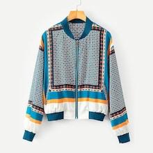 Shein Contrast Trim Geo Pattern Jacket