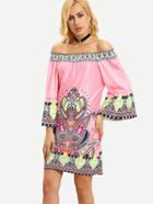 Shein Paisley Print Off-the-shoulder Dress