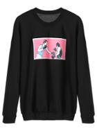 Shein Black Graphic Print Sweatshirt