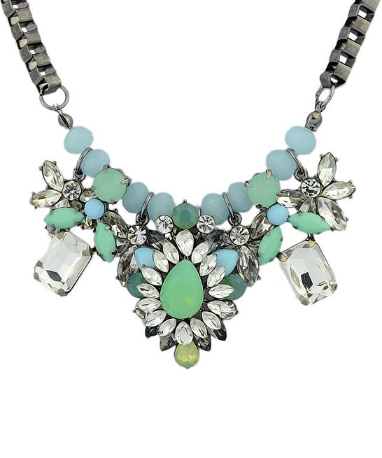 Shein Green Drop Gemstone Chain Necklace