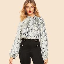 Shein Tie Neck Snakeskin Top