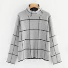 Shein Plus Mock Neck Grid Print Sweater